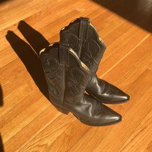 BEAUTIFUL BLACK LEATHER DAN POST COWBOY BOOTS SZ 6